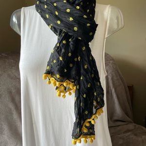 Black scarf with yellow polkadots
